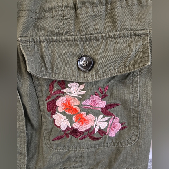 Liquid X Embroidered Floral Tiger Khaki Green Utility Jacket Size‎ M - Picture 6 of 9